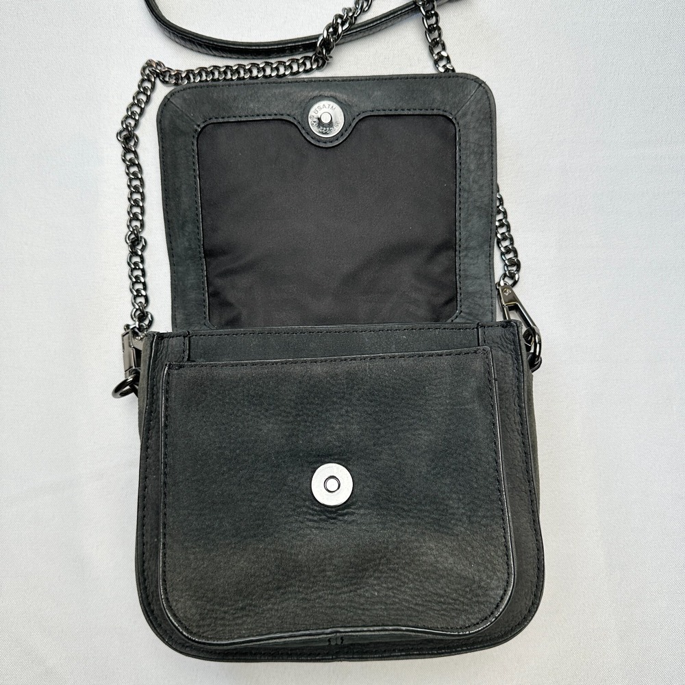 Rebecca Minkoff Purse S Charcoal Suede Studded Chain Crossbody Velvety‎ Baddie - Picture 9 of 16